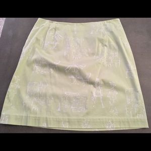 TALBOTS WHIMSICAL CAFE PRINT LIME SZ 16 SKIRT
